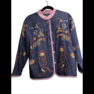 Embroidered Jacket Denim & Co Floral Paisley Small